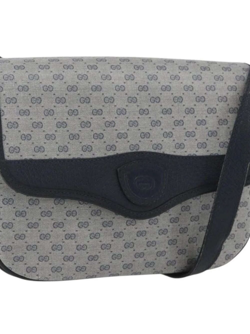 GUCCI Micro GG Supreme Shoulder Bag PVC Navy Gold